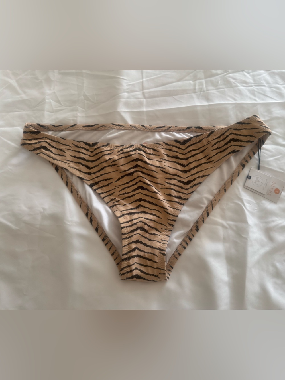 Shade & Shore Tan and Black Tiger-Stripe Bikini Bottom
